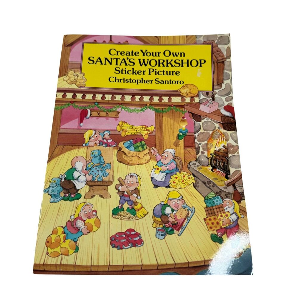 Create Your Own Santa's Workshop Sticker Picture Christmas Book XMAS Vintage NEW